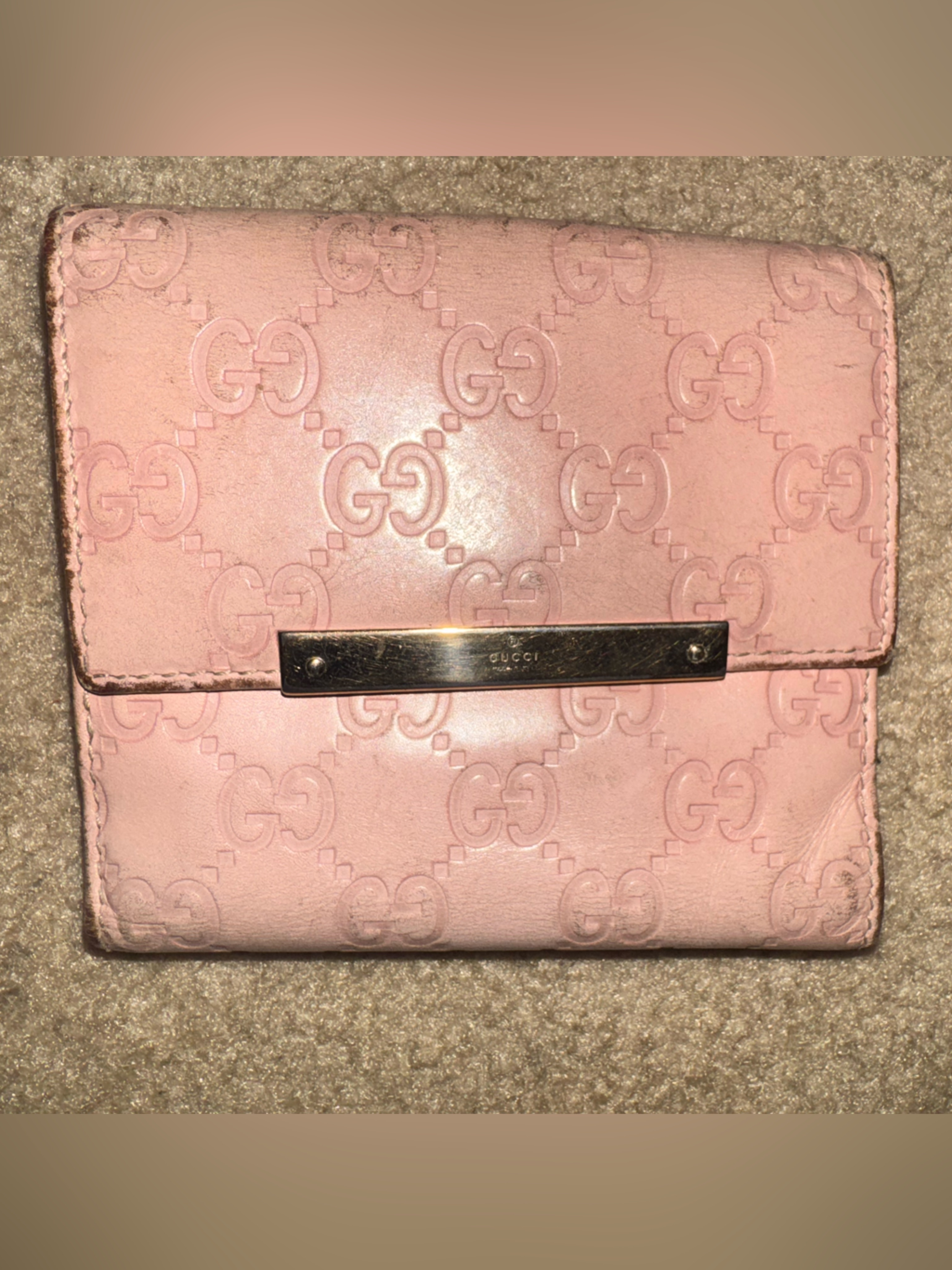 Authentic Gucci Blush Pink Embossed Leather Wallet